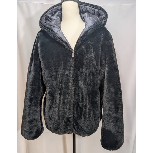 Save The Duck Laila Reversible Faux Fur Puffer Jacket Black Size M - Picture 6 of 9